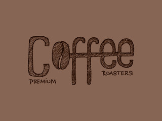 Handwritten inscription Coffee. Vintage inscription