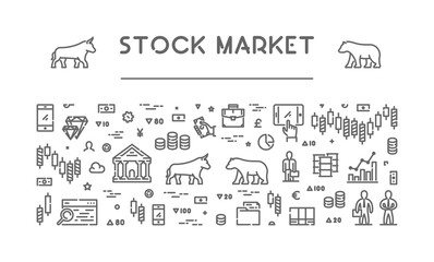 Line vector banner for stock market