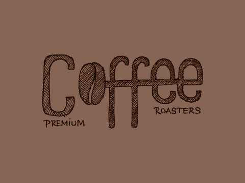 Fototapeta Handwritten inscription Coffee. Vintage inscription