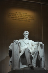 Statue of US President Abraham Lincoln inside the Lincoln Memorial, Washington D.C.
