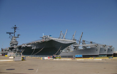 ALAMEDA, USA - MARCH 23, 2010: Museum aircraft carrier Hornet anchored in Alameda, USA on March 23,...