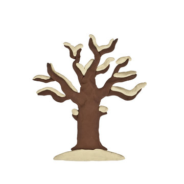 Plasticine tree winter isolated on a white background