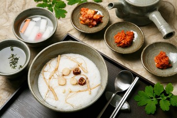korean style Deluxe Chicken Rice Porridge.  yeongyang dakjuk