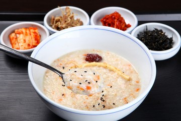 korean style Deluxe Chicken Rice Porridge.  yeongyang dakjuk