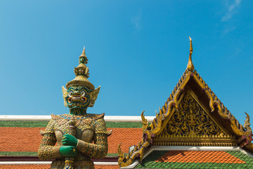 Fototapeta premium Demon Guardian at Wat Phra Kaew - the Temple of Emerald Buddha in Bangkok, Thailand