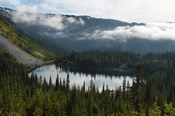 Scenic view of reflection lake in Mount Rainier