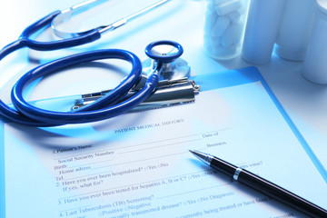 Stethoscope and patient medical history