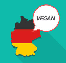 Long shadow Germany map with    the text VEGAN