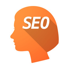 Isolated female head with    the text SEO