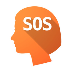 Isolated female head with    the text SOS