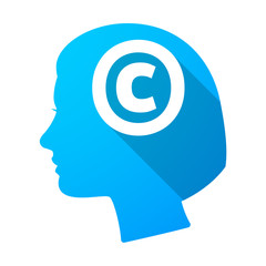 Isolated female head with    the  copyright sign