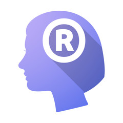 Isolated female head with    the registered trademark symbol
