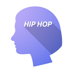 Isolated female head with    the text HIP HOP