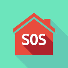 Long shadow house with    the text SOS