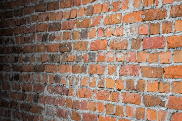 background old brick wall in perspective. vintage grunge texture