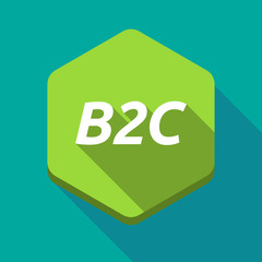 Long shadow hexagon with    the text B2C