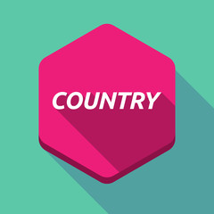 Long shadow hexagon with    the text COUNTRY