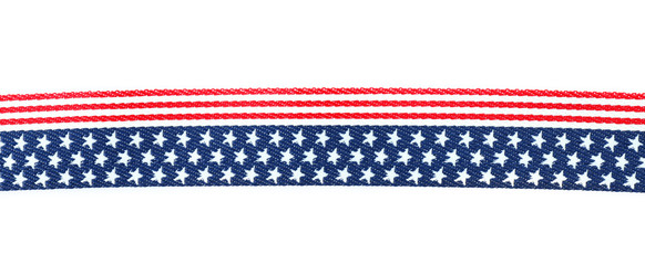 Ribbon with USA flag on white background