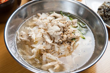 Chogye guksu. cold chicken noodles. It's a asia style cuisine.