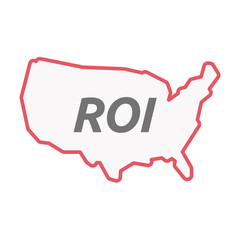 Isolated line art USA map with    the return of investment acronym ROI