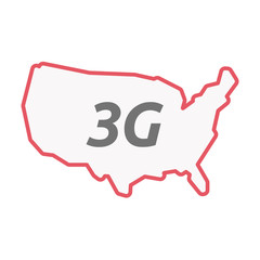 Isolated line art USA map with    the text 3G