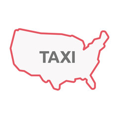 Isolated line art USA map with    the text TAXI