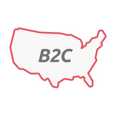 Isolated line art USA map with    the text B2C