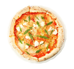 Fresh pizza Four Cheese isolated on white