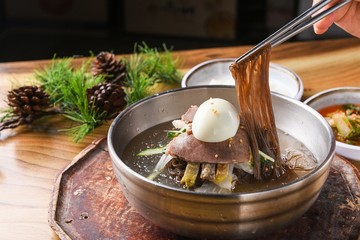 mul naengmyeon. korean style cold noodles