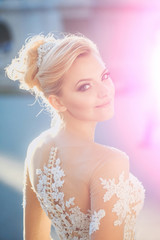 Naklejka premium Pretty girl or cute bride