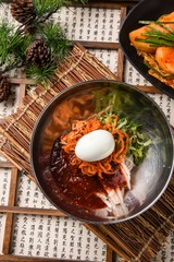 bibim naengmyeon. koreanstyle spicy cold noodles