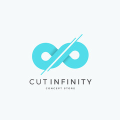 Cut Infinity Abstract Vector Sign, Emblem or Logo Template. Divided Eternity Symbol. Modern Creative Concept.