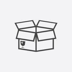 Open box icon. Shipping pack flat vector illustration on white background.