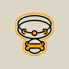 Logo on the theme of pets. Collar for a dog, bone. Vector illustration. Line style