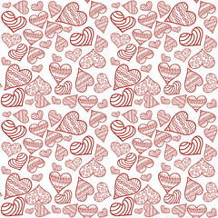 Valentine's card. Seamless pattern with white background and red hearts