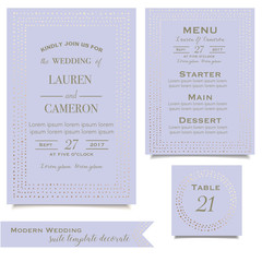 Light purple invitation card with tender hearts and flowers