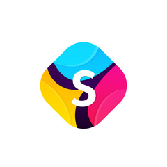 Abstract funny colorful rhombus icon letter S logo sign vector design