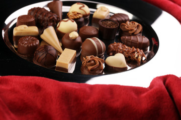 a lot of variety chocolate pralines