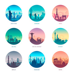 Image of Collection of famous city capes. printed on Printed Glass Basin Splashbacks