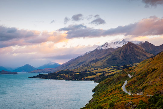 Scenic view from Bennetts bluff viewpoint, near Glenorchy, New Zealand