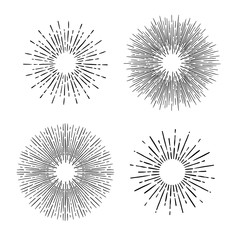 Hand Drawn vector vintage elements - sunburst (bursting rays). Perfect for invitations, greeting cards, blogs, posters and more
