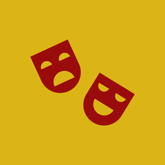 Vector illustration in flat style Comedy and tragedy theater mask
