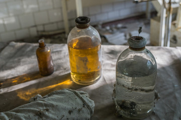Decaying equipment in the hospital in the ghost town of Pripyat, Ukraine