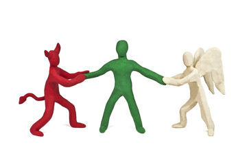 plasticine angel and the devil fight for the soul of man