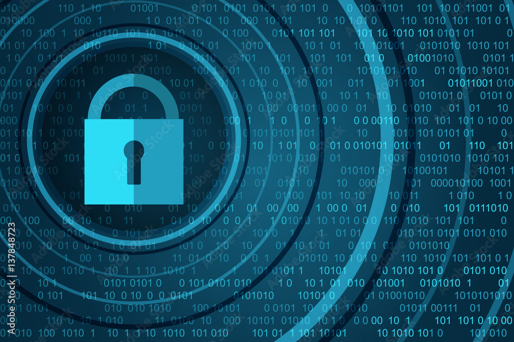 Aufkleber technology security concept. closed padlock on digital background