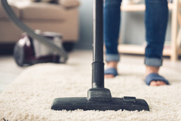 Beautiful woman cleaning