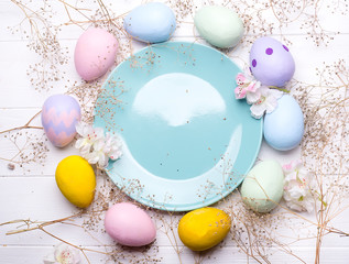 Pastel color easter eggs