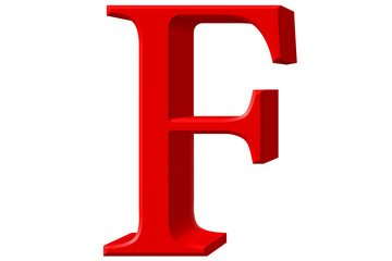 Uppercase letter F, isolated on white, 3D illustration