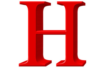 Uppercase letter H, isolated on white, 3D illustration