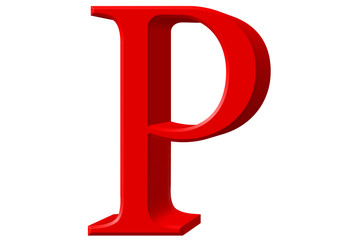 Uppercase letter P, isolated on white, 3D illustration